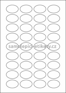 Etikety PRINT elipsa 38,6x25,6 mm (100xA4) - bílý strukturovaný papír
