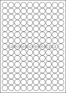 Etikety PRINT kruh průměr 18 mm (1000xA4) - bílý metalický papír