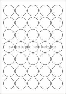 Etikety PRINT kruh průměr 35 mm (100xA4) - bílý metalický papír