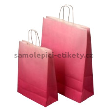 Papírová taška 18x8x20 cm, s krouceným uchem, růžová (uvnitř bílá)