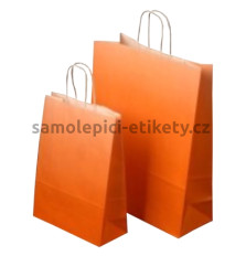 Papírová taška 18x8x20 cm, s krouceným uchem, oranžová (uvnitř bílá)