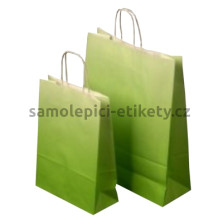 Papírová taška 32x13x42 cm, s krouceným uchem, zelená (uvnitř bílá)